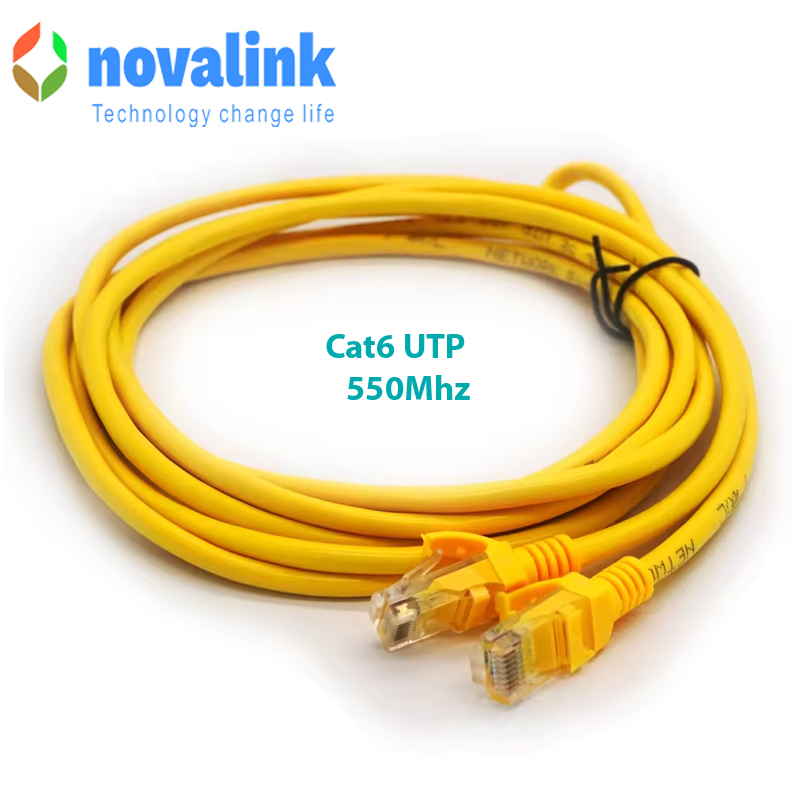 Dây Nhảy Mạng, cáp đấu nối Cat6 Dài 10m màu vàng  NOVALINK NV-21109A   | Lõi Đồng 24AWG
